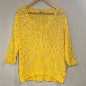 Carina Ricci crochet Italian  knit sweater in sunny yellow L